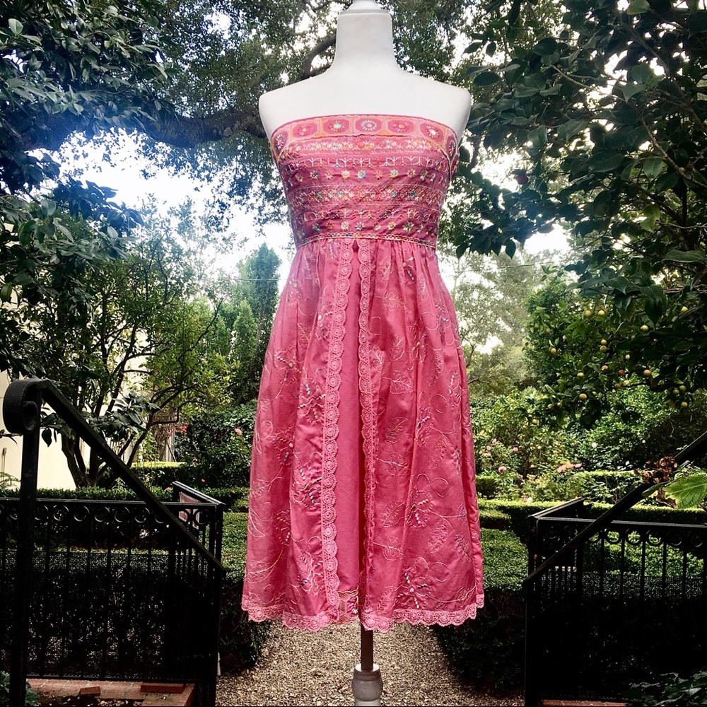 Pink Cynthia Steffe Strapless Designer Dress Sz 10